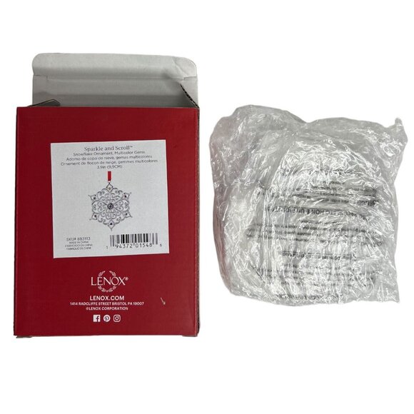 Lenox Sparkle And Scroll Multi-Crystal Snowflake Silver plate Christmas Ornament - Picture 4 of 4